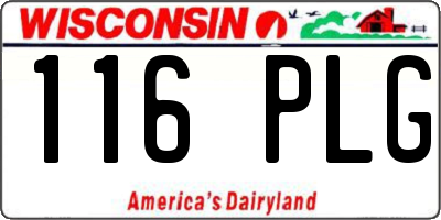 WI license plate 116PLG