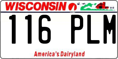 WI license plate 116PLM