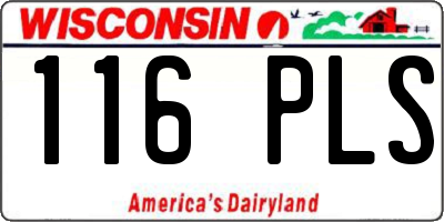 WI license plate 116PLS