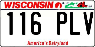 WI license plate 116PLV