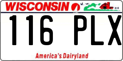WI license plate 116PLX
