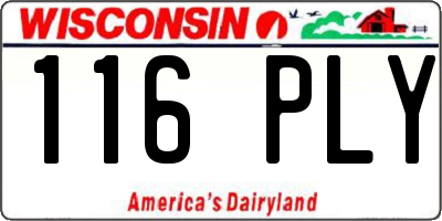 WI license plate 116PLY