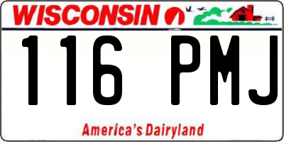 WI license plate 116PMJ