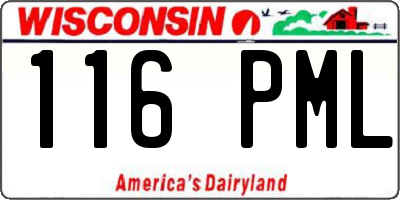 WI license plate 116PML