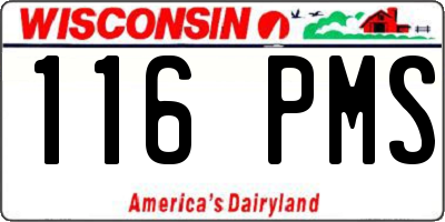 WI license plate 116PMS
