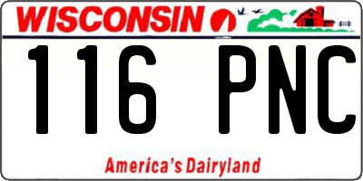 WI license plate 116PNC