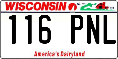 WI license plate 116PNL