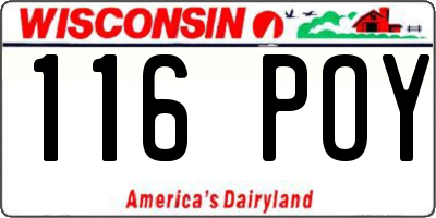 WI license plate 116POY