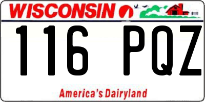 WI license plate 116PQZ