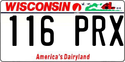 WI license plate 116PRX