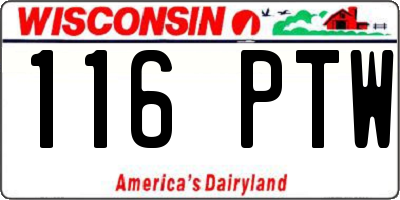 WI license plate 116PTW
