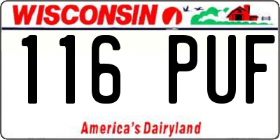 WI license plate 116PUF