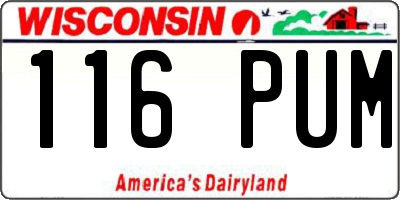 WI license plate 116PUM