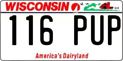 WI license plate 116PUP