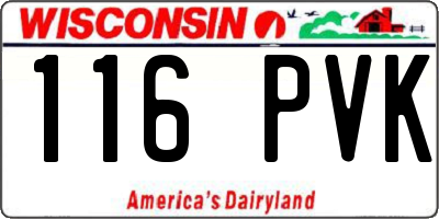 WI license plate 116PVK