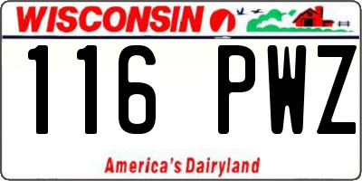 WI license plate 116PWZ