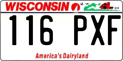 WI license plate 116PXF