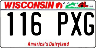 WI license plate 116PXG