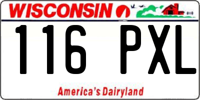 WI license plate 116PXL