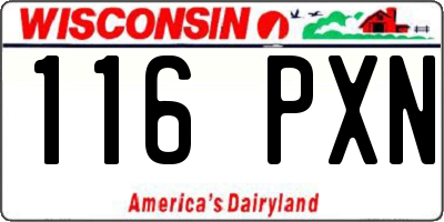 WI license plate 116PXN