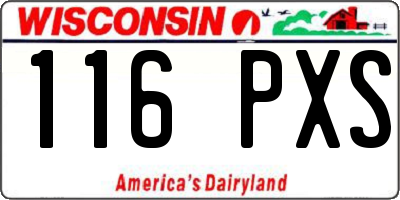 WI license plate 116PXS