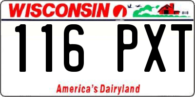 WI license plate 116PXT