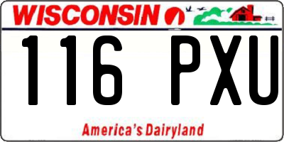 WI license plate 116PXU