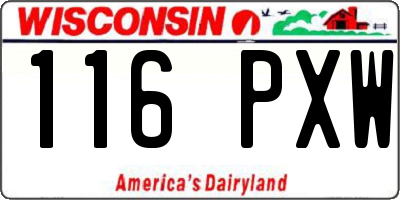 WI license plate 116PXW
