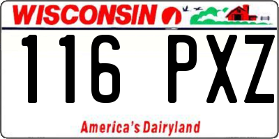 WI license plate 116PXZ