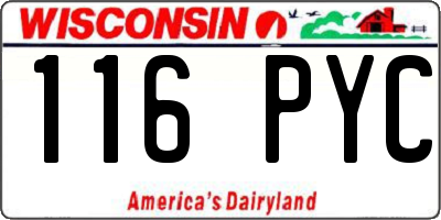 WI license plate 116PYC