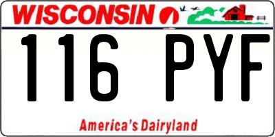 WI license plate 116PYF