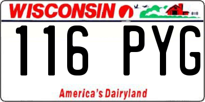 WI license plate 116PYG