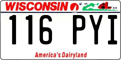 WI license plate 116PYI
