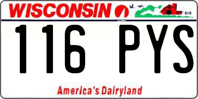 WI license plate 116PYS
