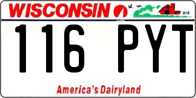 WI license plate 116PYT