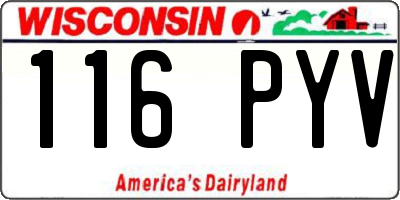 WI license plate 116PYV