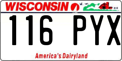 WI license plate 116PYX