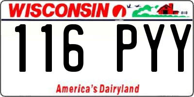 WI license plate 116PYY