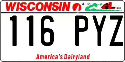 WI license plate 116PYZ
