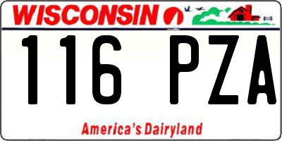WI license plate 116PZA