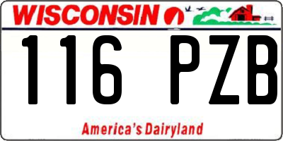WI license plate 116PZB