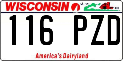 WI license plate 116PZD