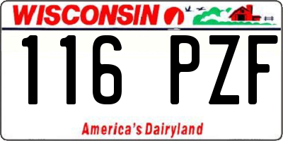 WI license plate 116PZF