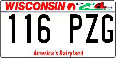 WI license plate 116PZG