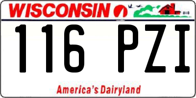 WI license plate 116PZI