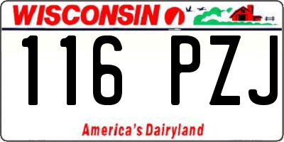 WI license plate 116PZJ