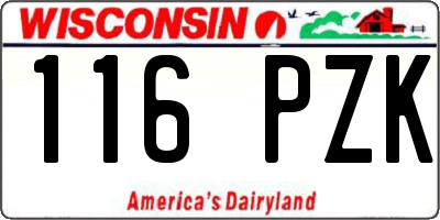 WI license plate 116PZK