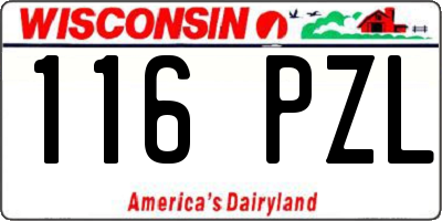 WI license plate 116PZL