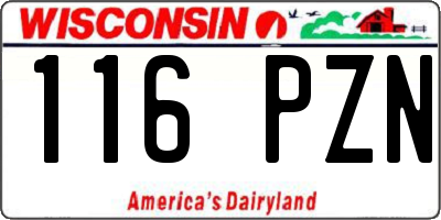 WI license plate 116PZN