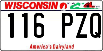WI license plate 116PZQ